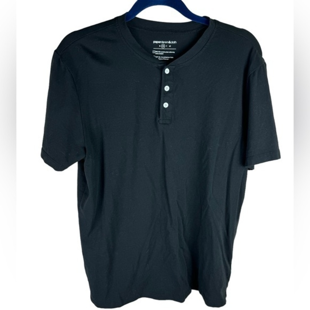 Paper Denim & cloth PDC men’s black short sleeve Henley UPF 50 T-shirt M